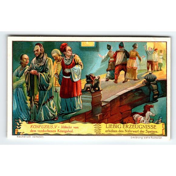 Victorian Liebig Erzeugnisse Trade Card Confucius Scene German Text - Picture 1 of 2